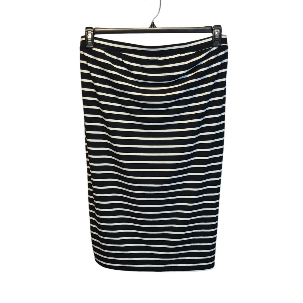 Isabel by Ingrid & Isabel Women's XXL Black White Striped Maternity Midi Skirt